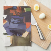 Vintage Travel, Tourists on Vacation Sightseeing キッチンタオル (四つ折り)