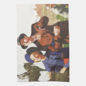 Vintage Travel, Tourists on Vacation Sightseeing キッチンタオル (縦)