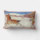 Vintage Travel, Winter in Engadin Switzerland ランバークッション (正面)