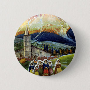 Vintage Travel, Women of Abruzzo, Italy 缶バッジ