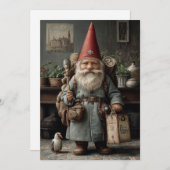 Vintage Traveler Christmas Gnome シーズンカード (正面/裏面)
