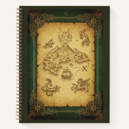 Vintage Treasure Map & Mythical Sea Creature ノートブック