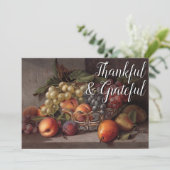 Vintage Trendy Grateful and Thankful Autumn Fruit シーズンカード (スタンド正面)