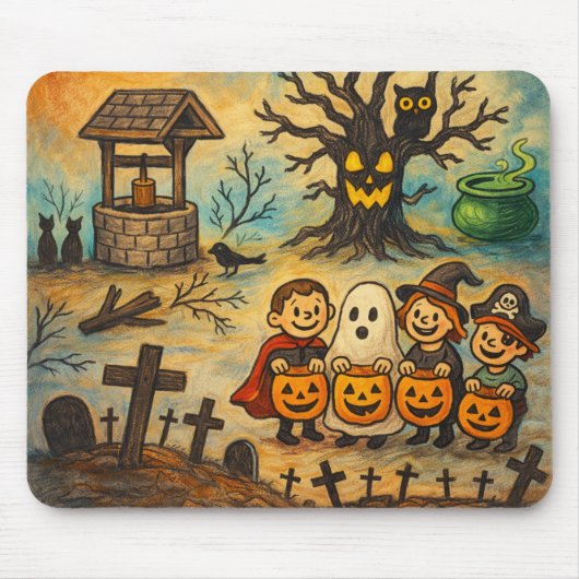 Vintage Trick-or-Treat Halloween Mousepad マウスパッド (正面)