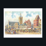 Vintage Trier Marketplace ポストカード<br><div class="desc">This postcard is a reproduction of a vintage travel postcard showing the marketplace in Trier,  Germany.</div>
