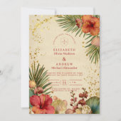 Vintage Tropical Floral Wedding 招待状 (正面)