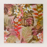 Vintage Tropical Garden ジグソーパズル<br><div class="desc">Beautiful puzzle with a vintage look,  featuring a variety of tropical palm fronds,  leaves and flowers.</div>