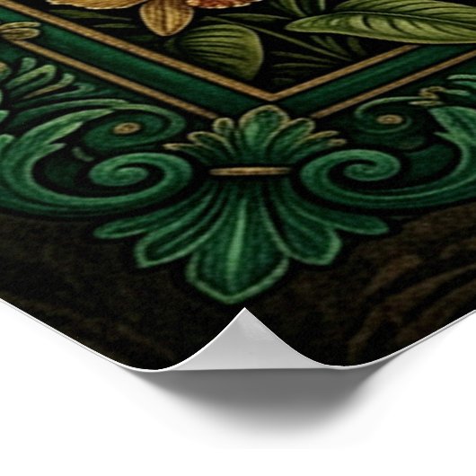 Vintage Tropical Leopard Poster ポスター (角)