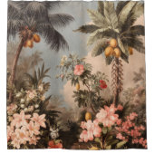 Vintage Tropical Paradise with Palm Trees シャワーカーテン (正面)