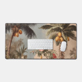 Vintage Tropical Paradise with Palm Trees デスクマット (キーボード&マウス)