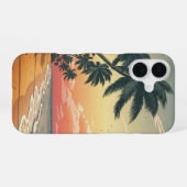 Vintage Tropical Scene with Palm Trees iPhone 16ケース (裏面横)