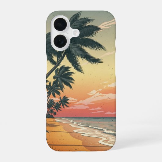 Vintage Tropical Scene with Palm Trees iPhone 16ケース (裏面)