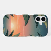 Vintage Tropical Sunset iPhone 16ケース (裏面横)