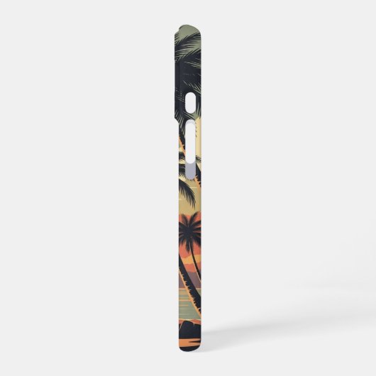 Vintage Tropical Sunset Scene iPhone 16ケース (左側面)