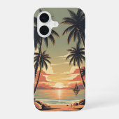 Vintage Tropical Sunset Scene iPhone 16ケース (裏面)