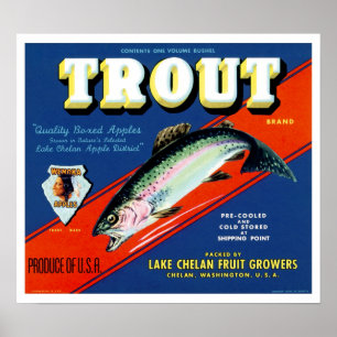 Vintage Trout Brand Apple Label ポスター