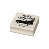 Vintage truck with Christmas tree drawing ラバースタンプ (スタンプ)