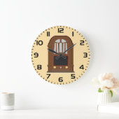 Vintage Tube Radio Antique Wooden Stereo ラージ壁時計 (ホーム)