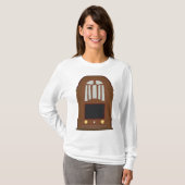 Vintage Tube Radio Antique Wooden Stereo Tシャツ (正面フル)