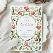 Vintage Tulips Save the Date Card 招待状