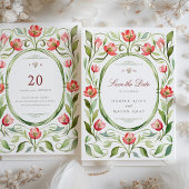 Vintage Tulips Save the Date Card 招待状