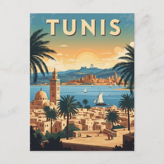 Vintage Tunis Tunisia Travel ポストカード (正面)