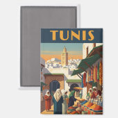 Vintage Tunis Tunisia Travel マグネット (正面/裏面)