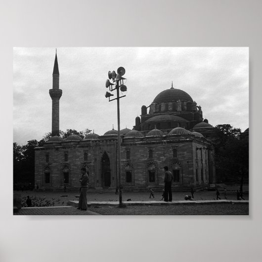 Vintage Turkey Istanbul Beyazit camii mosque ポスター (正面)