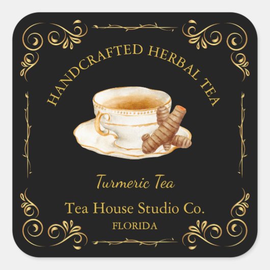 Vintage Turmeric Tea Square Label スクエアシール (正面)