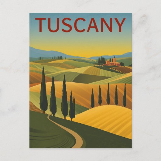 Vintage Tuscany Italy Travel Poster Hills ポストカード (正面)