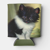 Vintage Tuxedo Kitten Illustration 缶クーラー (正面)