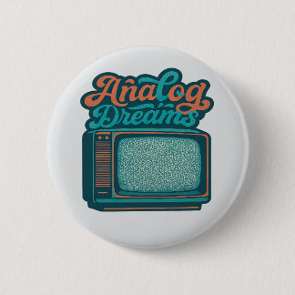 📺Vintage TV Retro Art – "Analog Dreams" Graphic 缶バッジ