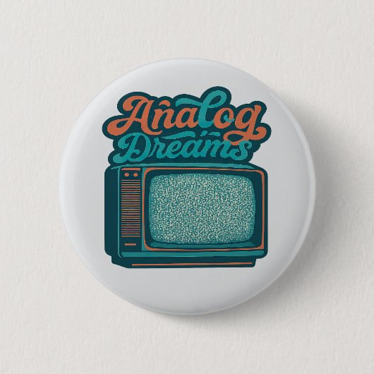 📺Vintage TV Retro Art – "Analog Dreams" Graphic 缶バッジ (正面)
