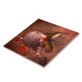 Vintage Two Ruby Throat Hummingbirds & Nest タイル (側面)