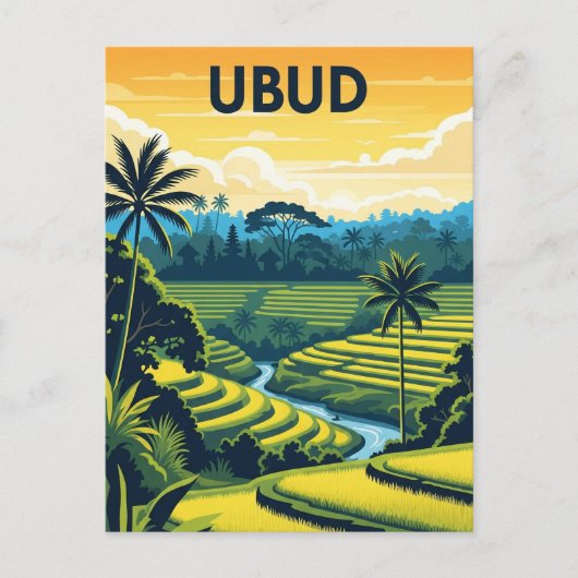 Vintage Ubud Bali Indonesia Travel ポストカード (正面)