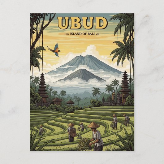 Vintage Ubud Bali Indonesia Travel ポストカード (正面)
