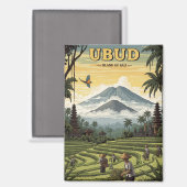 Vintage Ubud Bali Indonesia Travel マグネット (正面/裏面)