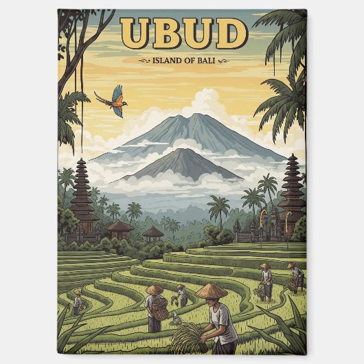 Vintage Ubud Bali Indonesia Travel マグネット (正面)
