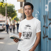 Vintage UFO Cow Abduction Illustration Tシャツ