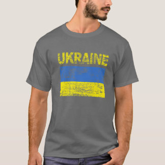 Vintage Ukraine Ukrainian Flag; Distressed Tシャツ