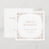 Vintage Umrah Mubarak Brown Frame Greeting Card シーズンカード (正面/裏面)