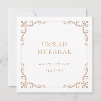 Vintage Umrah Mubarak Brown Frame Greeting Card シーズンカード