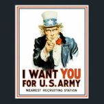Vintage Uncle Sam I Want You Army ポスター<br><div class="desc">Vintage Uncle Sam I Want You Army poster support our troops military heroes spec ops</div>