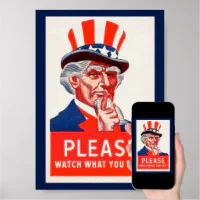 Vintage Uncle Sam WW2 Propaganda Poster ポスター