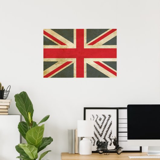 Vintage Union Jack British Flag ポスター (ホームオフィス)