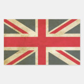 Vintage Union Jack British Flag 長方形シール (正面)