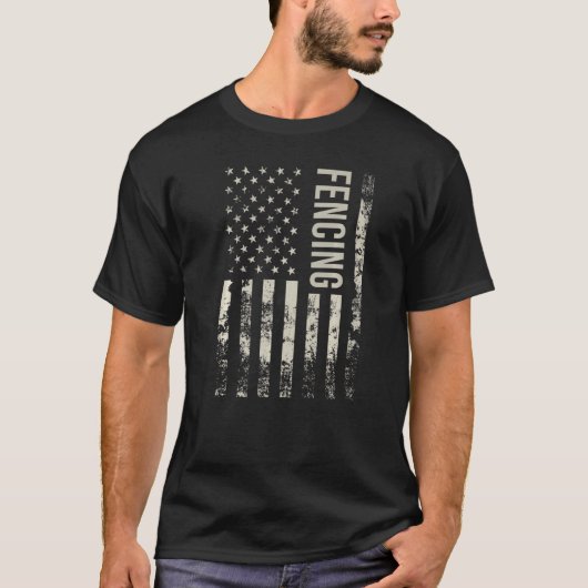 Vintage US American Flag Fencing Premium Tシャツ (正面)