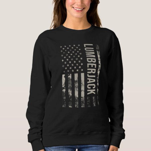 Vintage US American Flag Lumberjack Premium スウェットシャツ (正面)