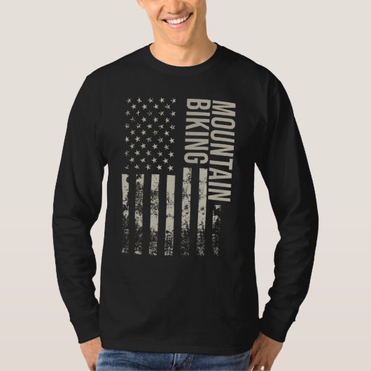 Vintage US American Flag Mountain Biking Tシャツ (正面)