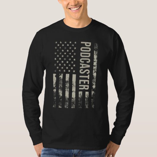Vintage US American Flag Podcaster Tシャツ (正面)